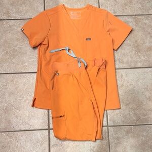 Figs Vibrant Orange Scrub Set